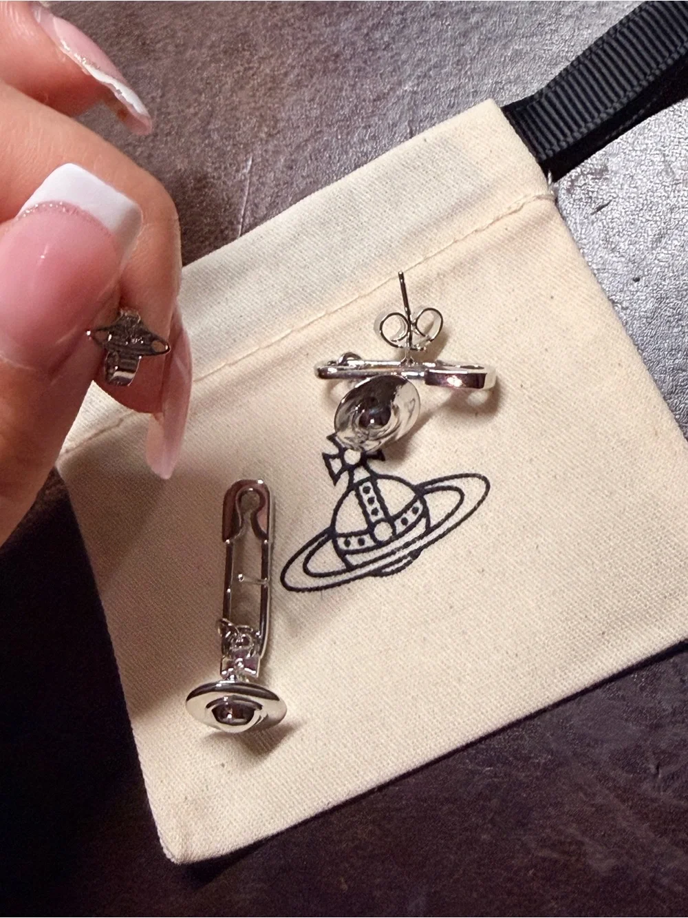 Vivienne Westwood Silver Orb Drop Pin Earrings